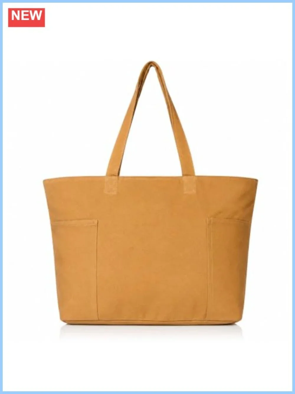 Large Canvas Tote Bag with Compartments, Zipper Closure, Dual Straps, Work or
